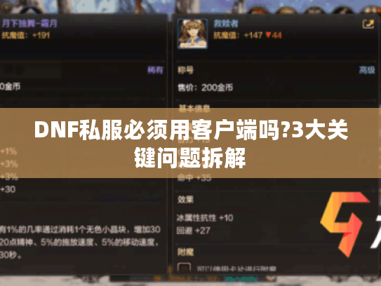 DNF私服必须用客户端吗?3大关键问题拆解