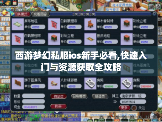 西游梦幻私服ios新手必看,快速入门与资源获取全攻略