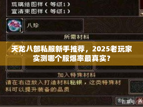 天龙八部私服新手推荐，2025老玩家实测哪个服爆率最真实？