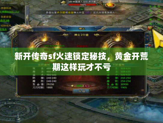 新开传奇sf火速锁定秘技，黄金开荒期这样玩才不亏