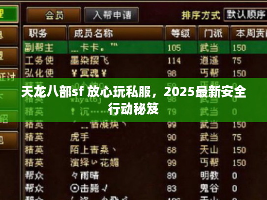 天龙八部sf 放心玩私服，2025最新安全行动秘笈
