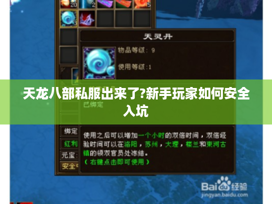 天龙八部私服出来了?新手玩家如何安全入坑