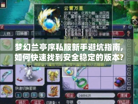梦幻兰亭序私服新手避坑指南,如何快速找到安全稳定的版本?