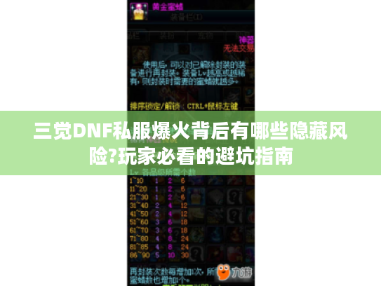 三觉DNF私服爆火背后有哪些隐藏风险?玩家必看的避坑指南
