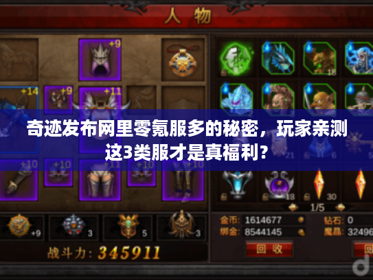 奇迹发布网里零氪服多的秘密，玩家亲测这3类服才是真福利？