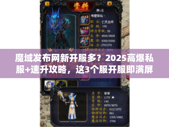 魔域发布网新开服多？2025高爆私服+速升攻略，这3个服开服即满屏光柱！