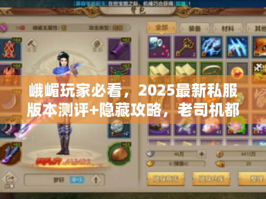 峨嵋玩家必看，2025最新私服版本测评+隐藏攻略，老司机都在偷偷用？