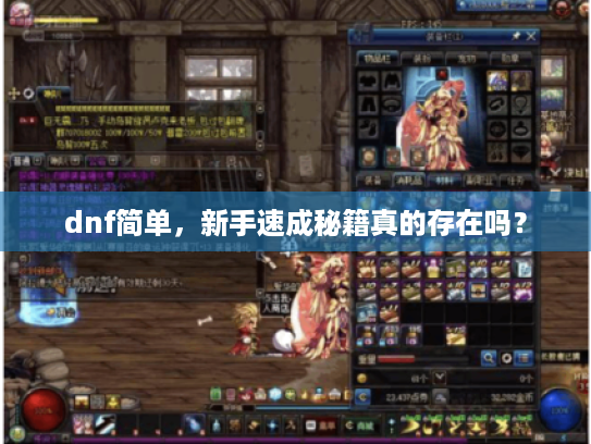 dnf简单，新手速成秘籍真的存在吗？