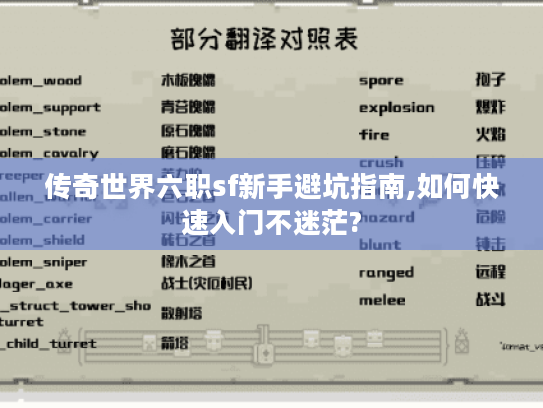 传奇世界六职sf新手避坑指南,如何快速入门不迷茫?