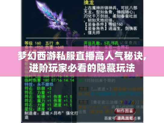 梦幻西游私服直播高人气秘诀,进阶玩家必看的隐藏玩法