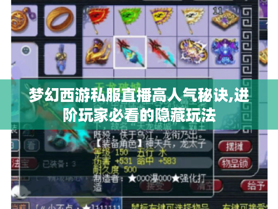梦幻西游私服直播高人气秘诀,进阶玩家必看的隐藏玩法