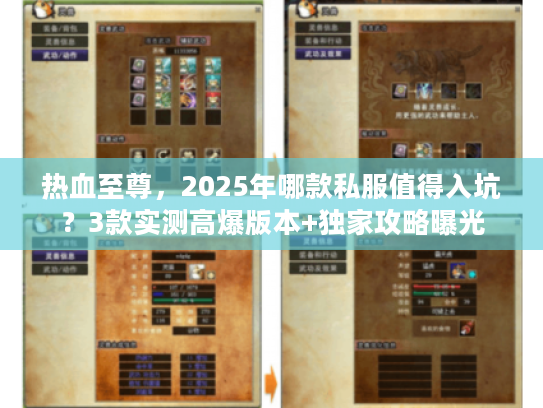 热血至尊，2025年哪款私服值得入坑？3款实测高爆版本+独家攻略曝光