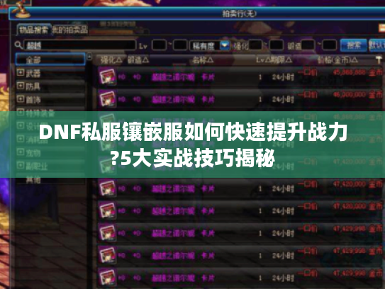 DNF私服镶嵌服如何快速提升战力?5大实战技巧揭秘