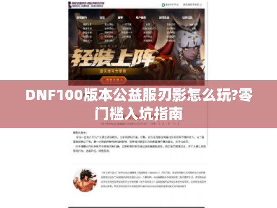 DNF100版本公益服刃影怎么玩?零门槛入坑指南