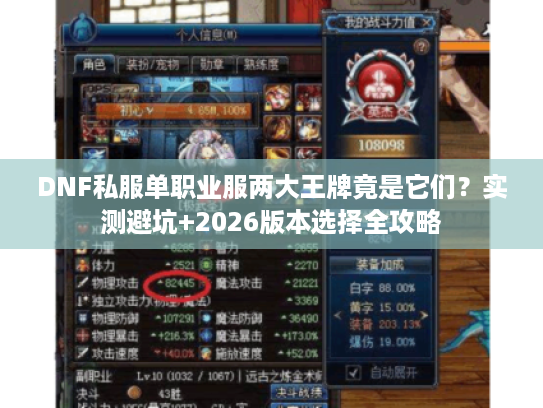 DNF私服单职业服两大王牌竟是它们？实测避坑+2026版本选择全攻略
