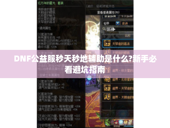 DNF公益服秒天秒地辅助是什么?新手必看避坑指南