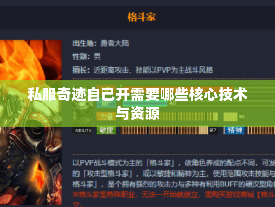 私服奇迹自己开需要哪些核心技术与资源