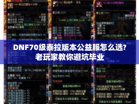DNF70级泰拉版本公益服怎么选?老玩家教你避坑毕业