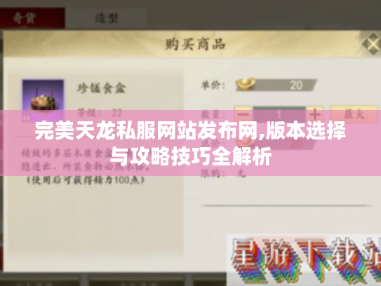 完美天龙私服网站发布网,版本选择与攻略技巧全解析