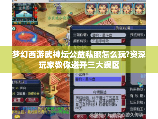 梦幻西游武神坛公益私服怎么玩?资深玩家教你避开三大误区