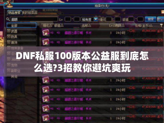 DNF私服100版本公益服到底怎么选?3招教你避坑爽玩