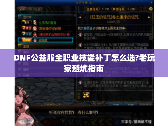 DNF公益服全职业技能补丁怎么选?老玩家避坑指南