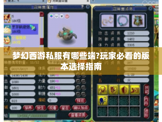 梦幻西游私服有哪些端?玩家必看的版本选择指南
