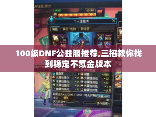 100级DNF公益服推荐,三招教你找到稳定不氪金版本