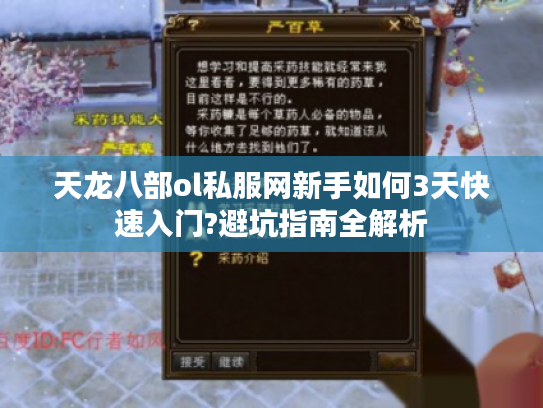 天龙八部ol私服网新手如何3天快速入门?避坑指南全解析