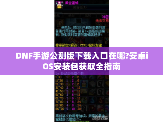 DNF手游公测版下载入口在哪?安卓iOS安装包获取全指南
