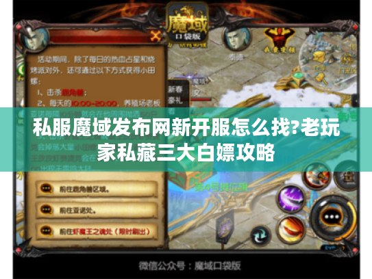 私服魔域发布网新开服怎么找?老玩家私藏三大白嫖攻略