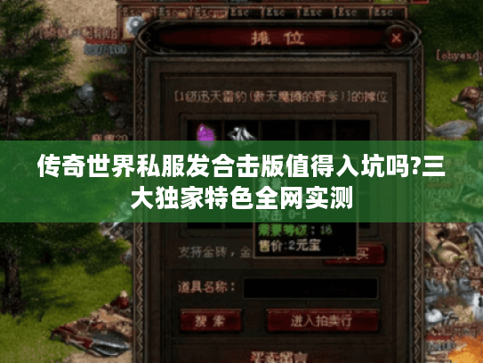 传奇世界私服发合击版值得入坑吗?三大独家特色全网实测