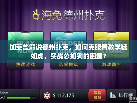 加菲盐解说德州扑克，如何克服看教学猛如虎，实战怂如狗的困境？