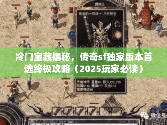 冷门宝藏揭秘，传奇sf独家版本首选终极攻略（2025玩家必读）