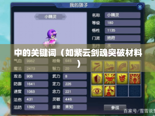 中的关键词（如紫云剑魂突破材料）